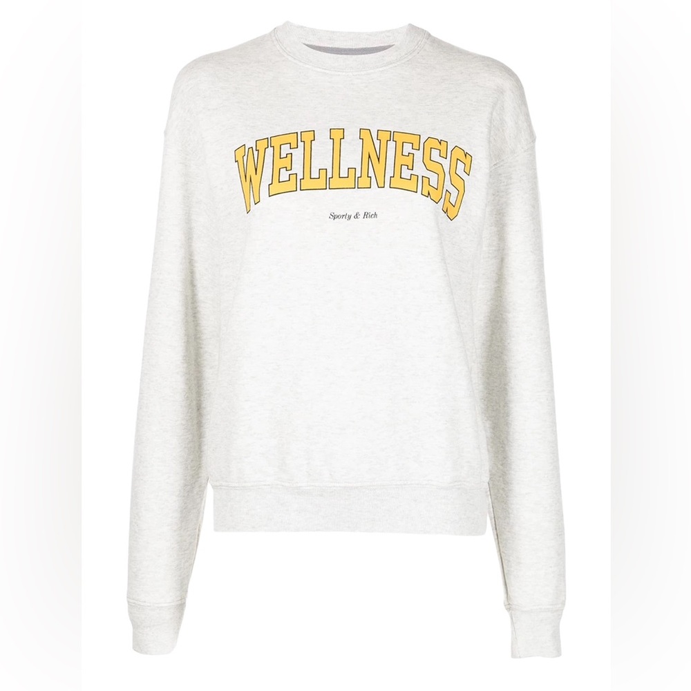 SPORTY & RICH Wellness Ivy Crewneck Heather Grey And Yellow size large